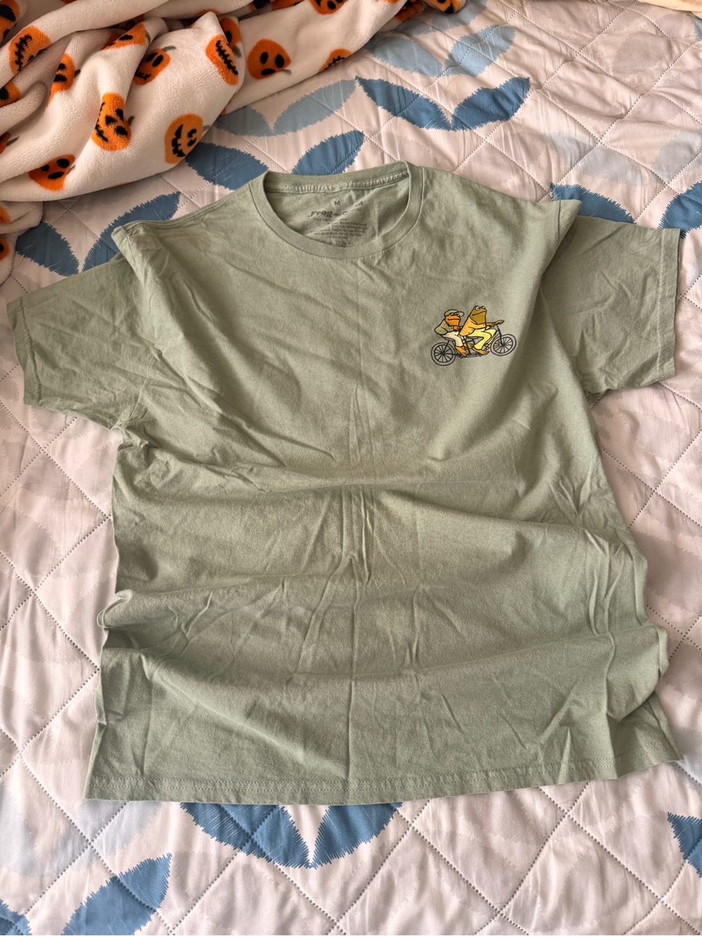 Toad&Co Sage Green Short-Sleeve T-Shirt with Yellow Bike Graphic